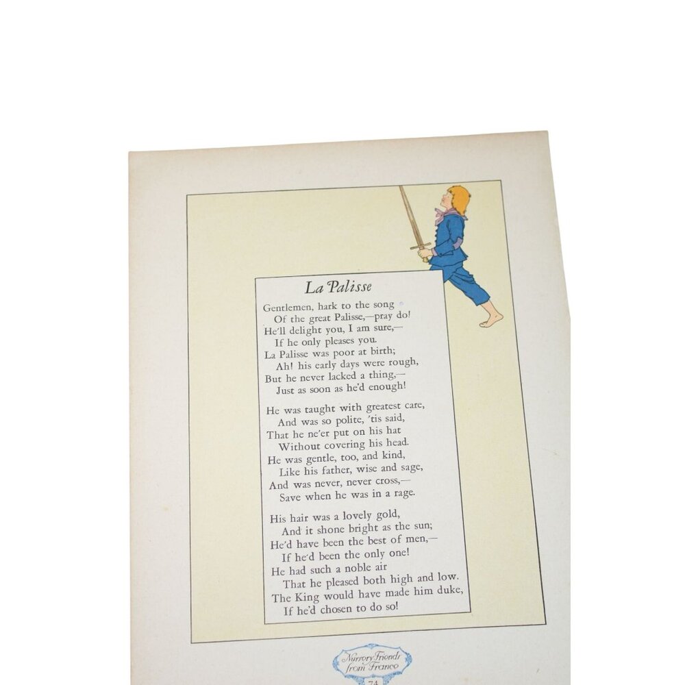 1928 Nursery Rhyme Print Friends France Little Christophe La Palisse 92766